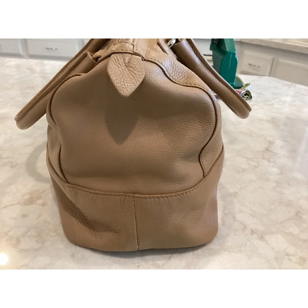 Furla Leather Satchel Top‎ Handle Bag Designer Purse Handbag Tan